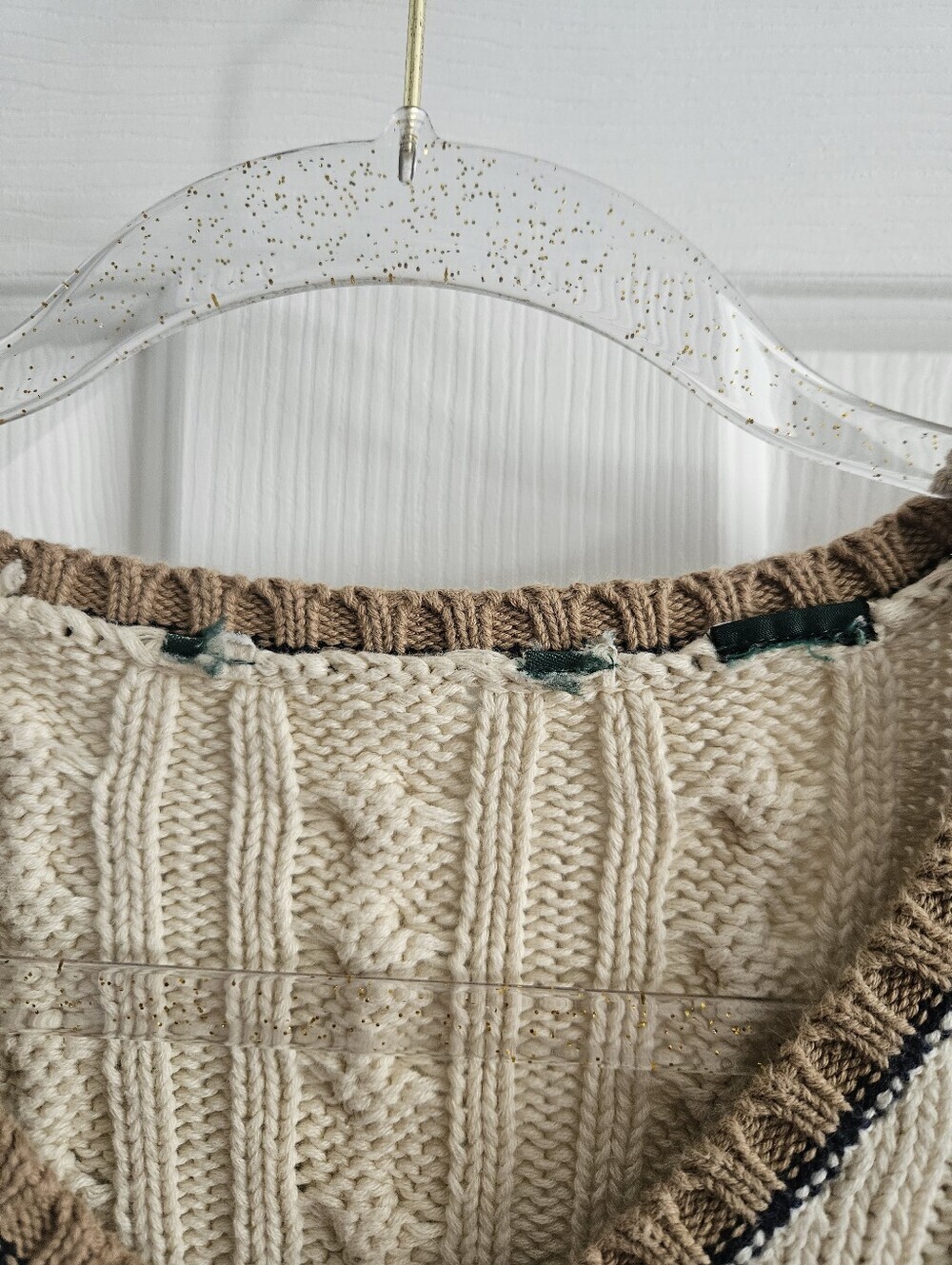 Vintage Ralph Lauren Cream Chunky Cable Knit Oversized Sweater - Picture 3 of 10